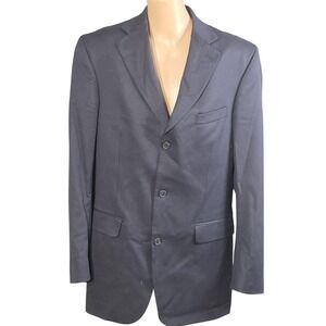 Lands' End Wool Blazer Mens 40 Long Navy Sport Coat 3 Button Notch Lapel Classic